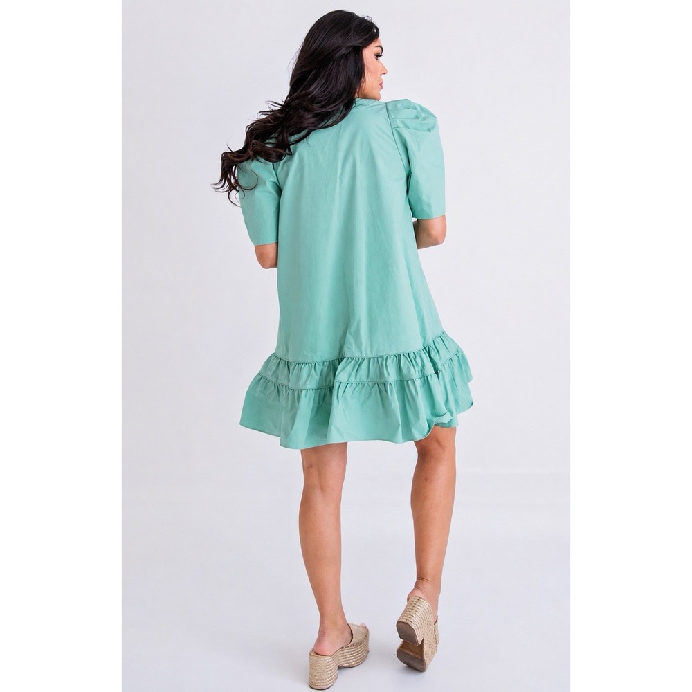 Karlie Poplin V Neck Tiered Dress Size S